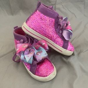 JoJo Siwa pink and purple sneakers unicorn bow